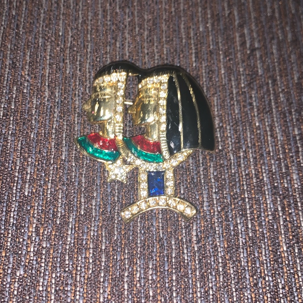 Egyptian Revival Vintage Art Nouveau Deco Style BROOCH Gold Broach